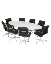 White Oval Shaped Boardroom Table