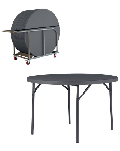 Zown New 4' Round Folding Table + Trolley Bundle