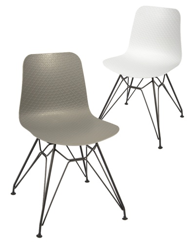 Net Plastic Dining Chair - Eiffel Base (Black)
