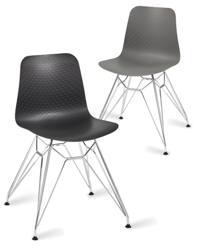 Net Plastic Dining Chair - Eiffel Base (Chrome)