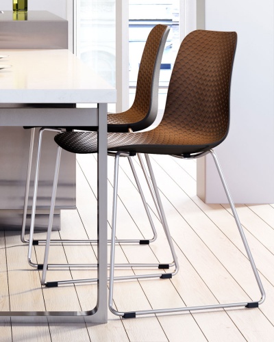 Net Stacking Plastic Dining Chair - Skid Base