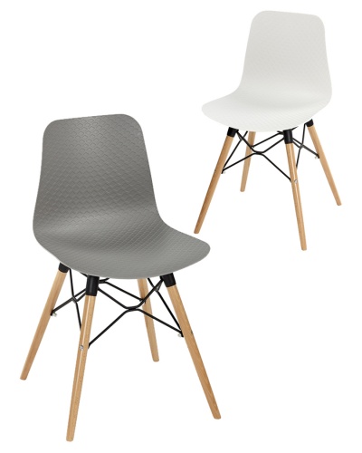 Net Plastic Dining Chair - Wooden-4-Leg