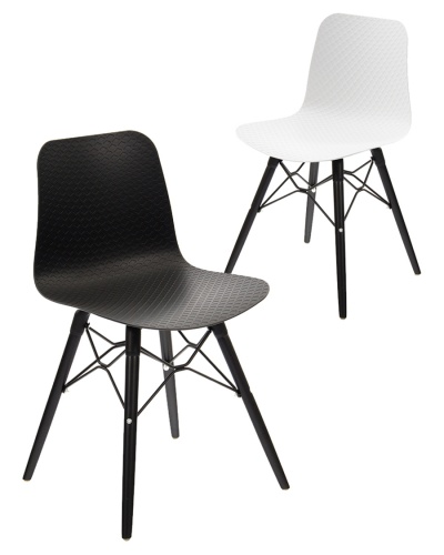 Net Plastic Dining Chair - Wooden-4-Leg (Black)