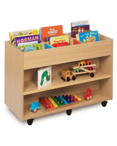 Double Sided 6 Bay Kinderbox - 1 Fixed Shelf Each Side