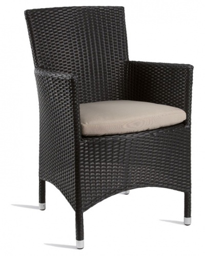 Woven Wicker Outdoor Lounge Armchair + Seat Pad