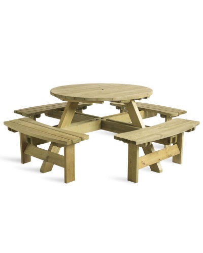 Round Wooden Picnic Bench