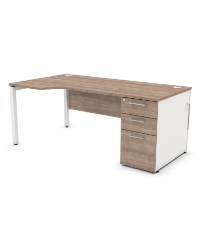 Duty Wave Desk + Supporting Pedestal & Modesty Panel - Left Hand