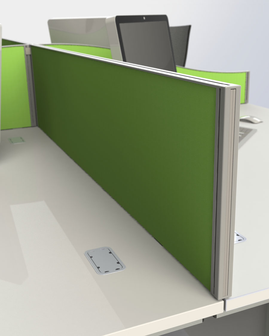 Fabric Desktop Screen + Aluminium End Posts