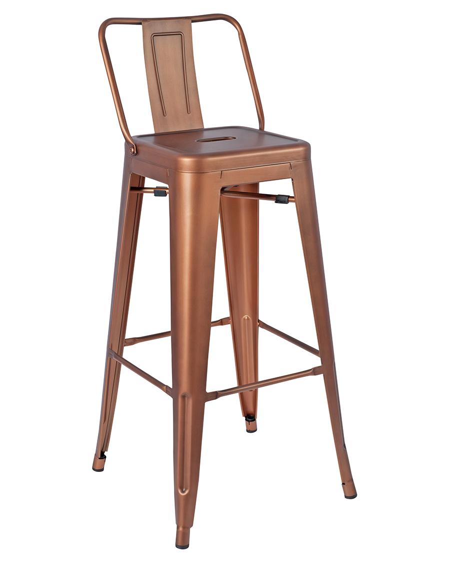 Paris High Metal Stool + Backrest