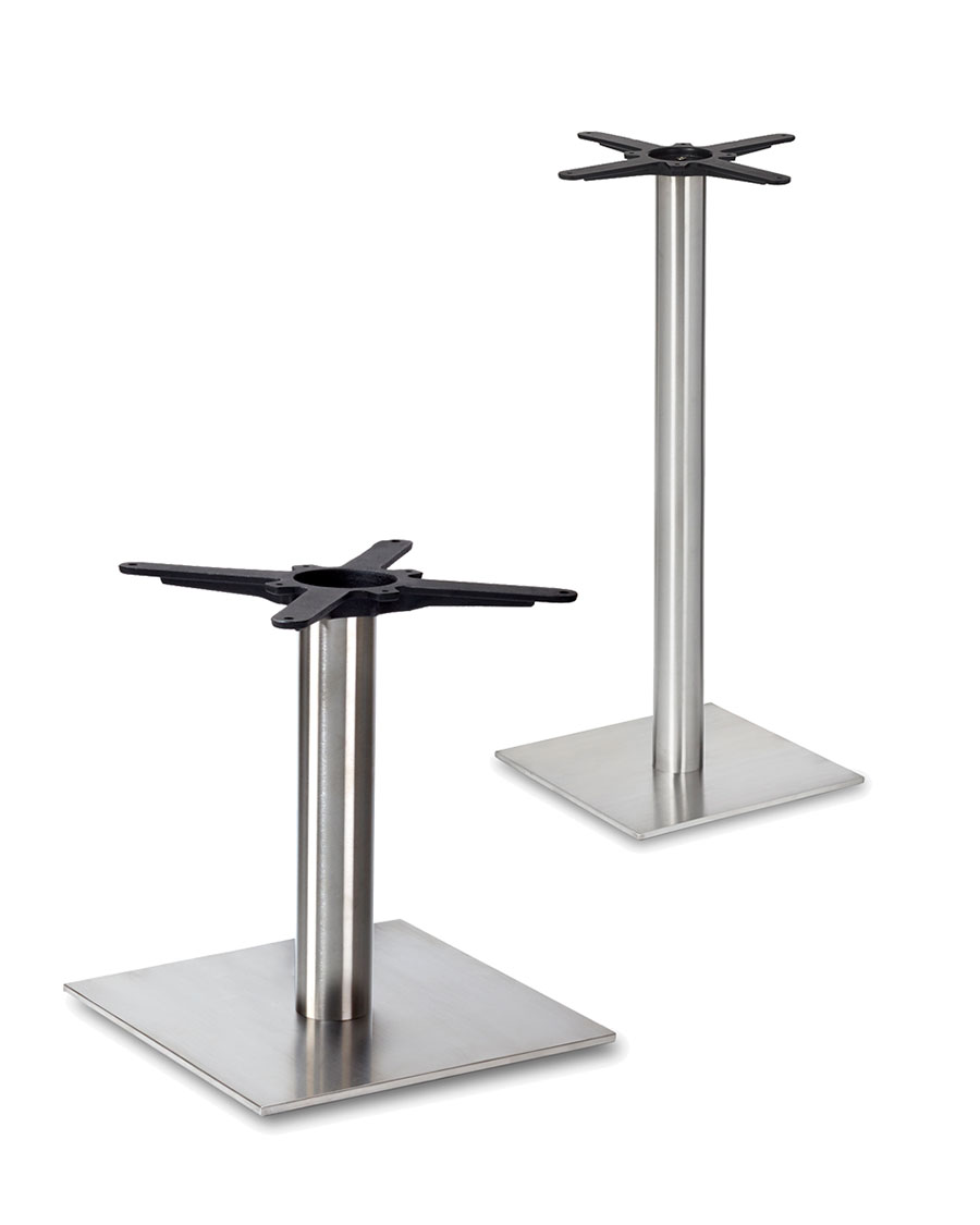 Silhouette Stainless Steel Table Pedestal Round Post Square Base