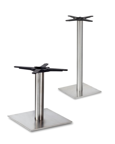 Silhouette Stainless Steel Table Pedestal - Round Post & Square Base