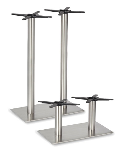 Silhouette Stainless Steel Twin Table Pedestal - Round Post & Rectangular Base