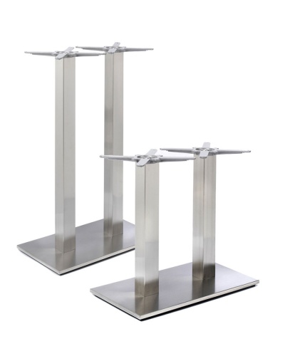 Silhouette Stainless Steel Twin Table Pedestal - Square Post & Rectangular Base