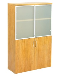 Regent 1640H Tall Glass Cupboard - Light Walnut 24H