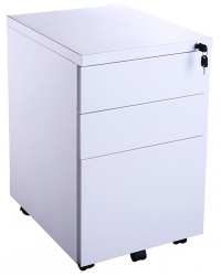 White & Silver Pedestals - 3 Drawer Metal