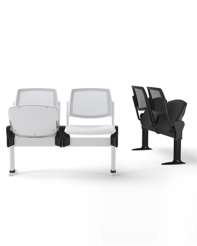 VOLE Tip-Up Plastic Beam Seating + Mesh Back